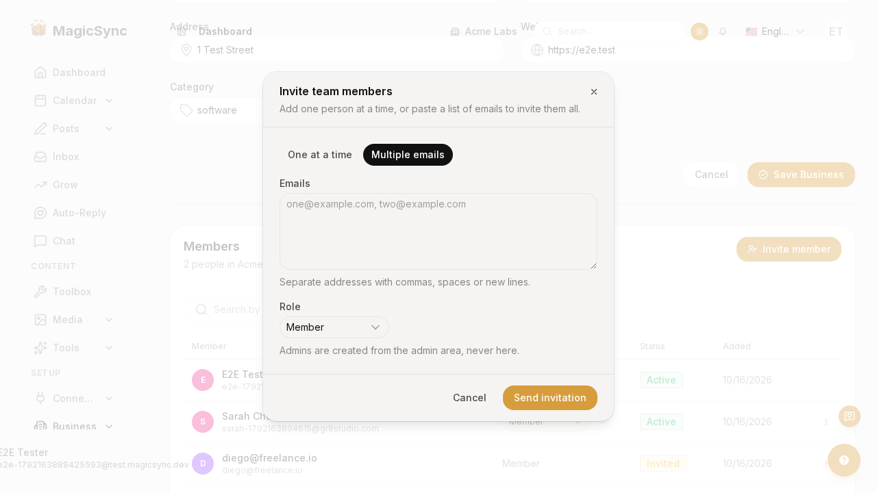 Invite modal — bulk mode