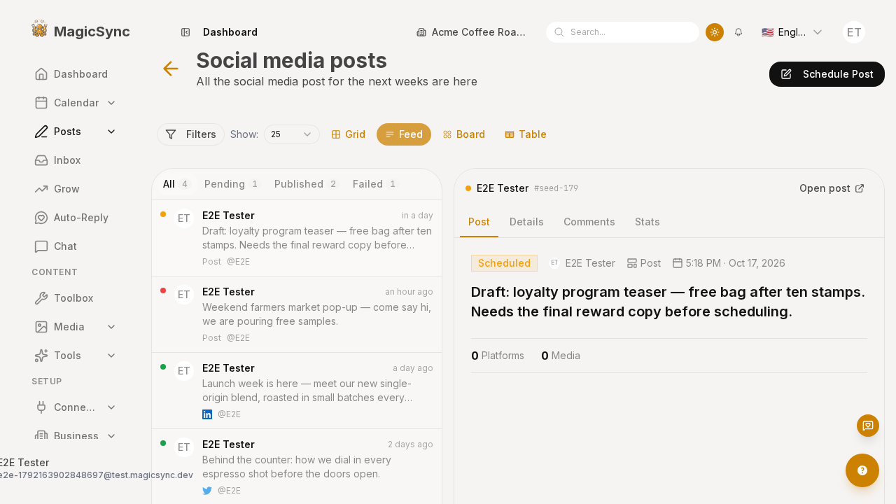 Feed view with the master-detail split